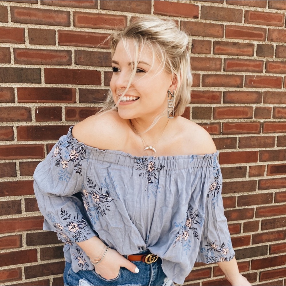 Revolve ASTR Floral Off the shoulder Blouse - Picture 3 of 6